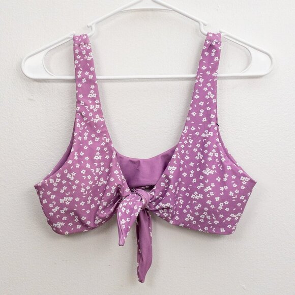 Zaful Lavender Floral Bikini Top Medium US 6 UK 10 EU 38 Swimwear - Picture 1 of 4